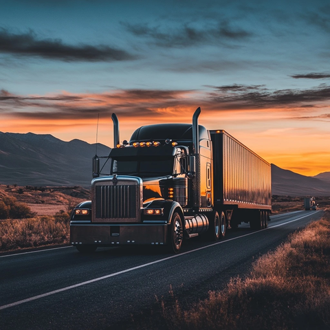 黑色半挂卡车无挂车