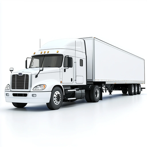 白色卡车与拖车组合