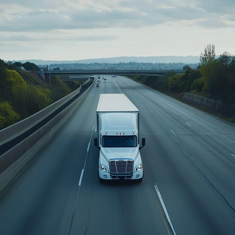 白色卡车行驶高速公路