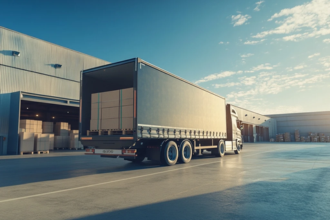 卡车卸货包装材料仓库