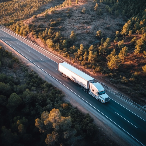 白色半挂车行驶高速公路