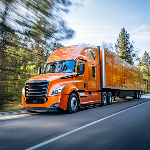 橙色半挂卡车动态模糊