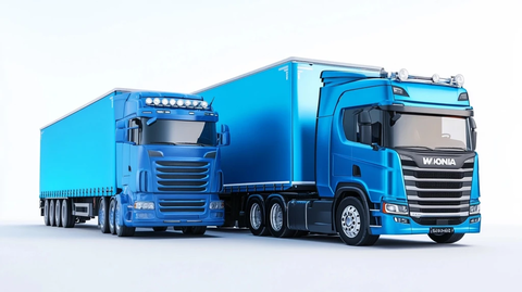 老式货车与未来卡车并排