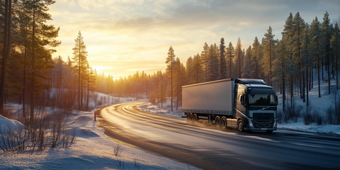 卡车运货春日道路风景