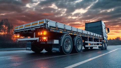 卡车后视图道路行驶