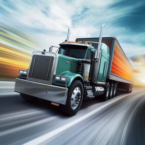 牵引车行驶中的驾驶室近景