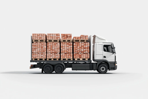 装载砖块的卡车货箱