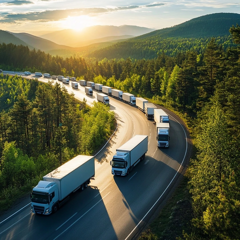 运输车队前往企业办公室