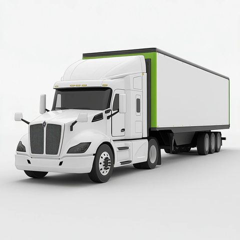 白色卡车绿配色渲染
