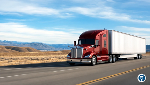 美国风格半挂卡车行驶公路