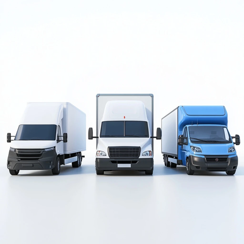 三种商用车辆排列展示
