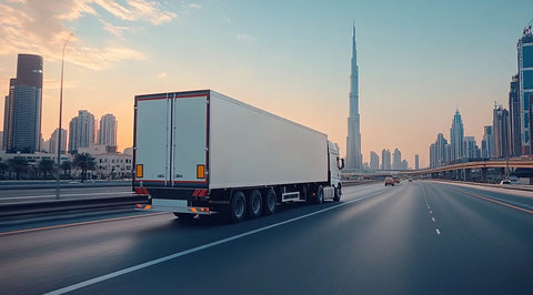 卡车行驶在城市道路