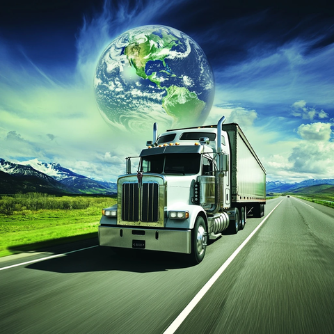 环保卡车与地球象征未来物流