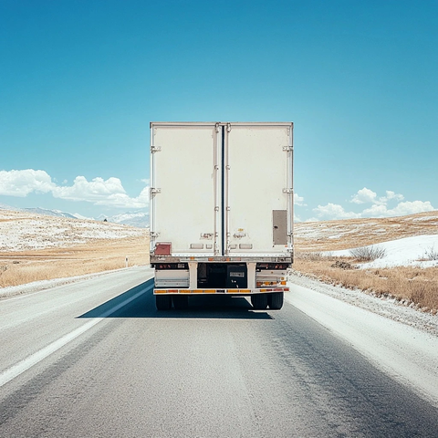 冷藏卡车白色车身摄影