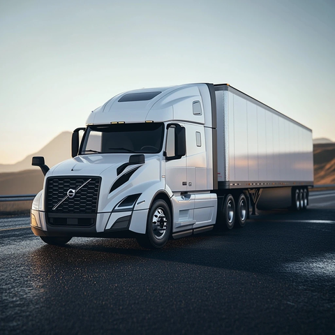 白色沃尔沃卡车物流场地实拍