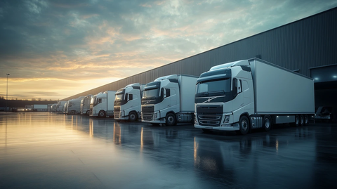 白色货车停靠仓库前