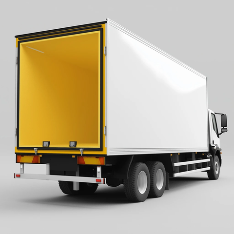 白色黄色卡车渲染