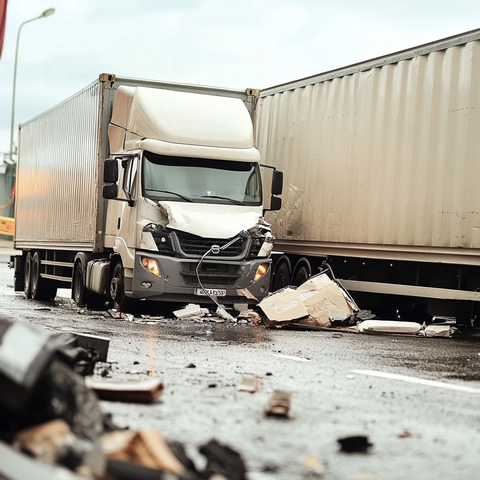 货车相撞事故现场