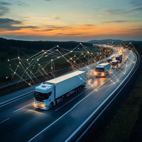 卡车车队道路科技光效