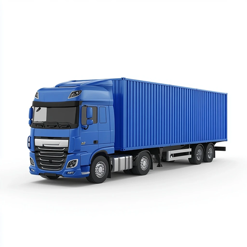 蓝色货柜车侧面展示