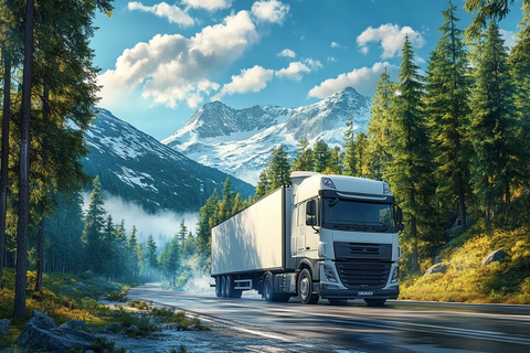 森林道路卡车阳光海雾