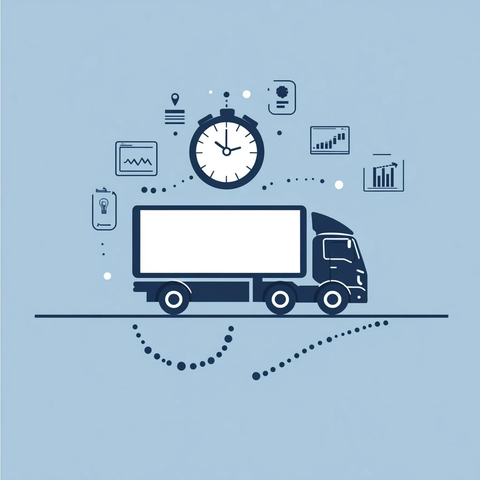 卡车沿路径行驶与时间数据图标