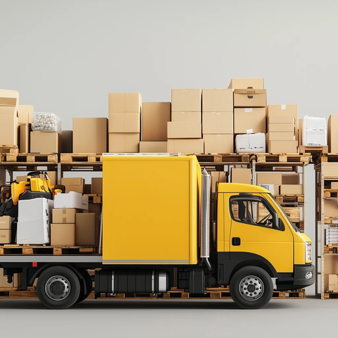 卡车卸货仓库场景