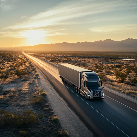 公路上行驶的沃尔沃卡车