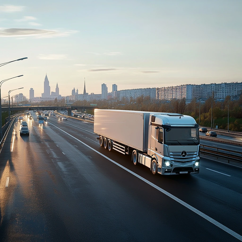 卡车驶过高速公路