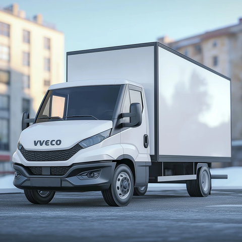 白色依维柯货车前侧视角