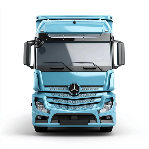 前视图浅蓝卡车白色背景