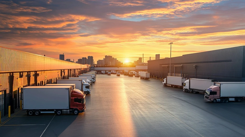 仓库日出货运流畅