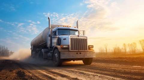 卡车飞驰尘土飞扬之路