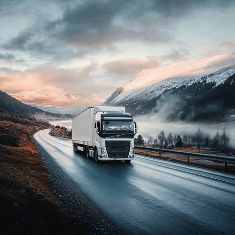 白色沃尔沃卡车行驶公路