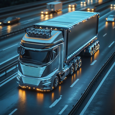 自动驾驶卡车银蓝配色