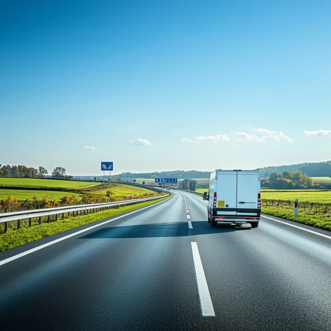 白色维护车行驶在高速公路上