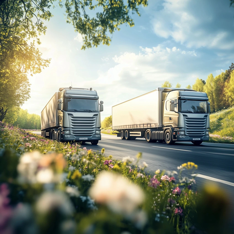 两辆卡车分开留空展示产品