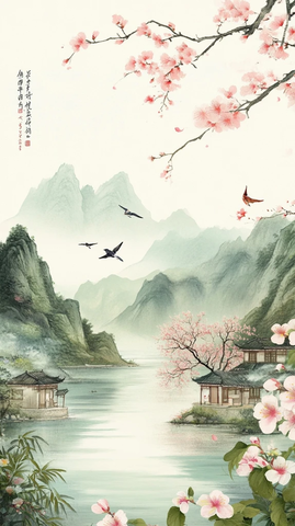 春日山水平原桃花绽放