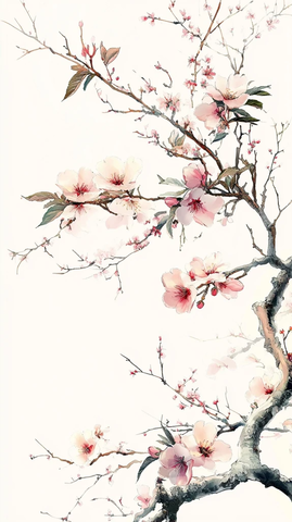 桃树桃花古风宋代绘画