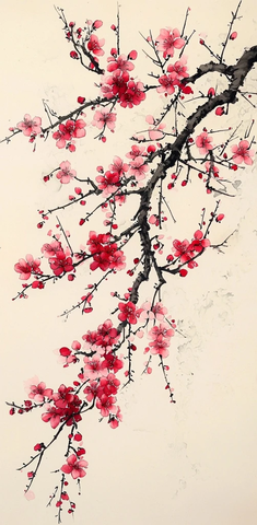 梅花树传统中国画
