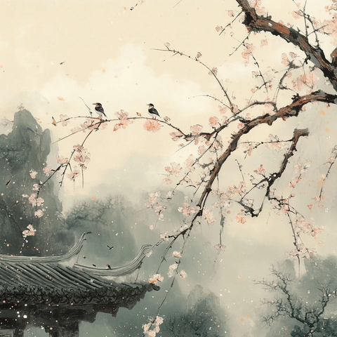 春晓鸟鸣风夜花落