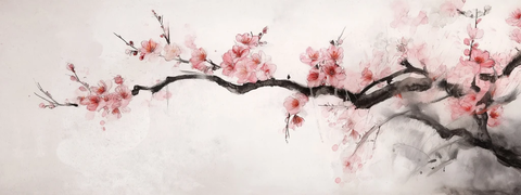 禅意樱花墨绘图