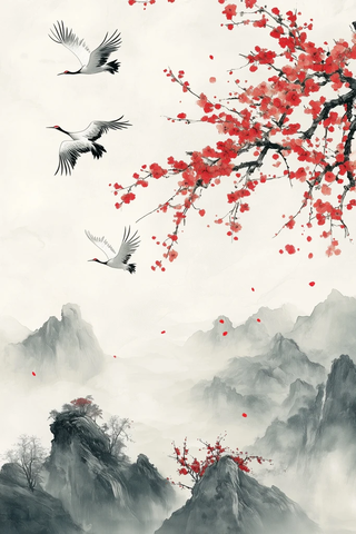 飞鹤梅林山水图