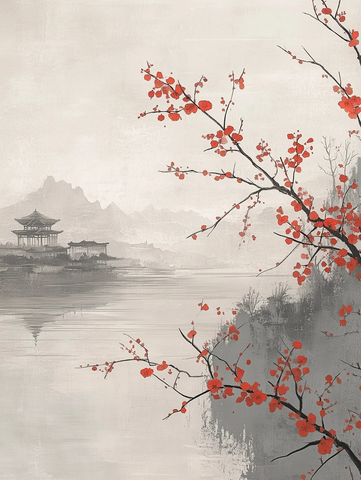 梅花霜中绽放清香飘逸