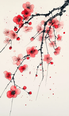 梅花绘画波点艺术花朵特写