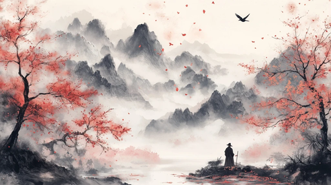 春日植树墨韵山水