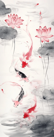 水墨鲤鱼莲花涟漪