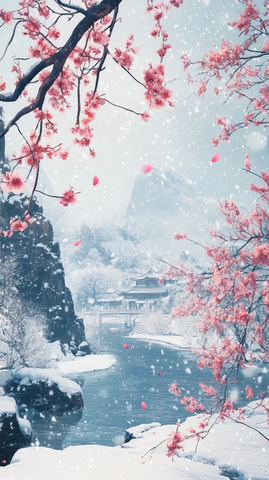 梅花雪景冬至图