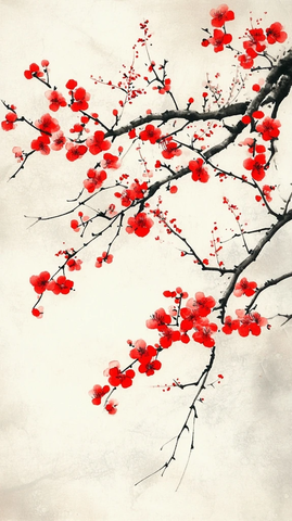 红梅工笔画纹理背景
