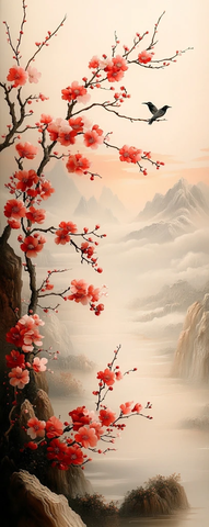 梅树祥云绣艺图